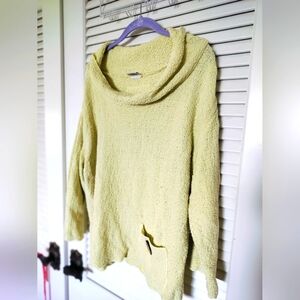 C.M.C. Color Me Cotton Yellow Cowl Neck Sweater Size XL 100% Cotton